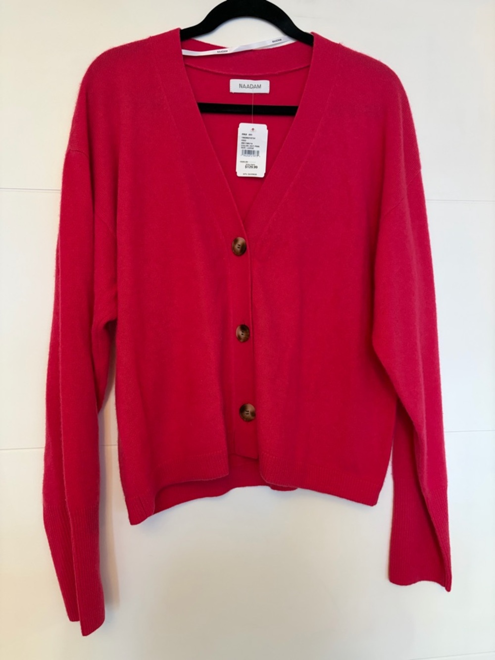 Cashmere NAADAM Hot Pink V-Neck Button Cardigan